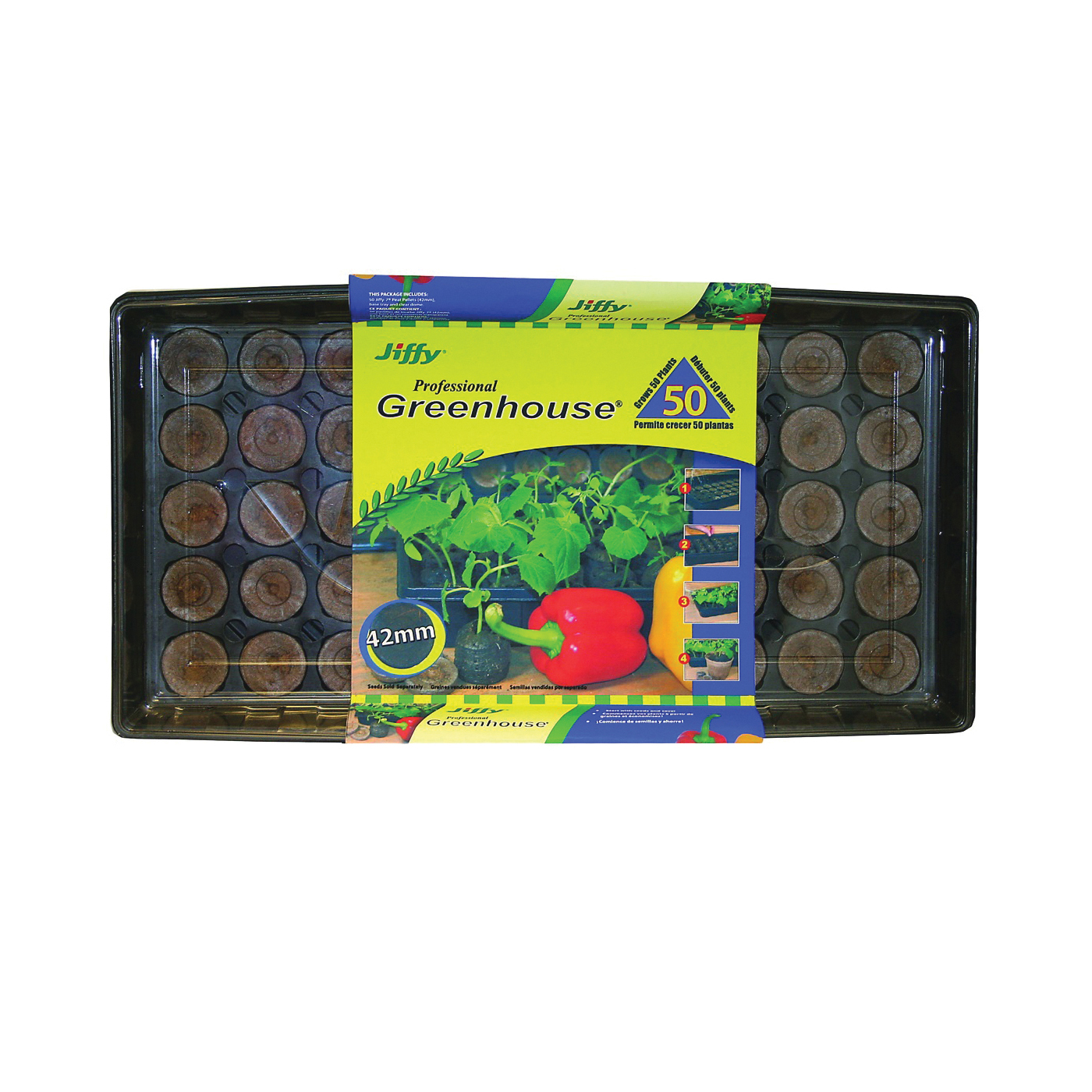 Jiffy J450 Seed Starter Kit, 21-1/4 in L Tray, 11 in W Tray, 50 -Cell