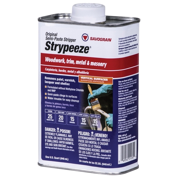 Savogran Strypeeze 01232 Paint/Varnish Remover, Liquid, Strong, Orange, 1 qt