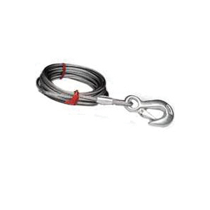 Baron 59386 Winch Cable, 3/16 in Dia, 25 ft L, Hook End, Galvanized Steel