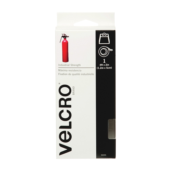 VELCRO Brand 90595 Hook and Loop Fastener, 2 in W, 4 ft L, Nylon, White