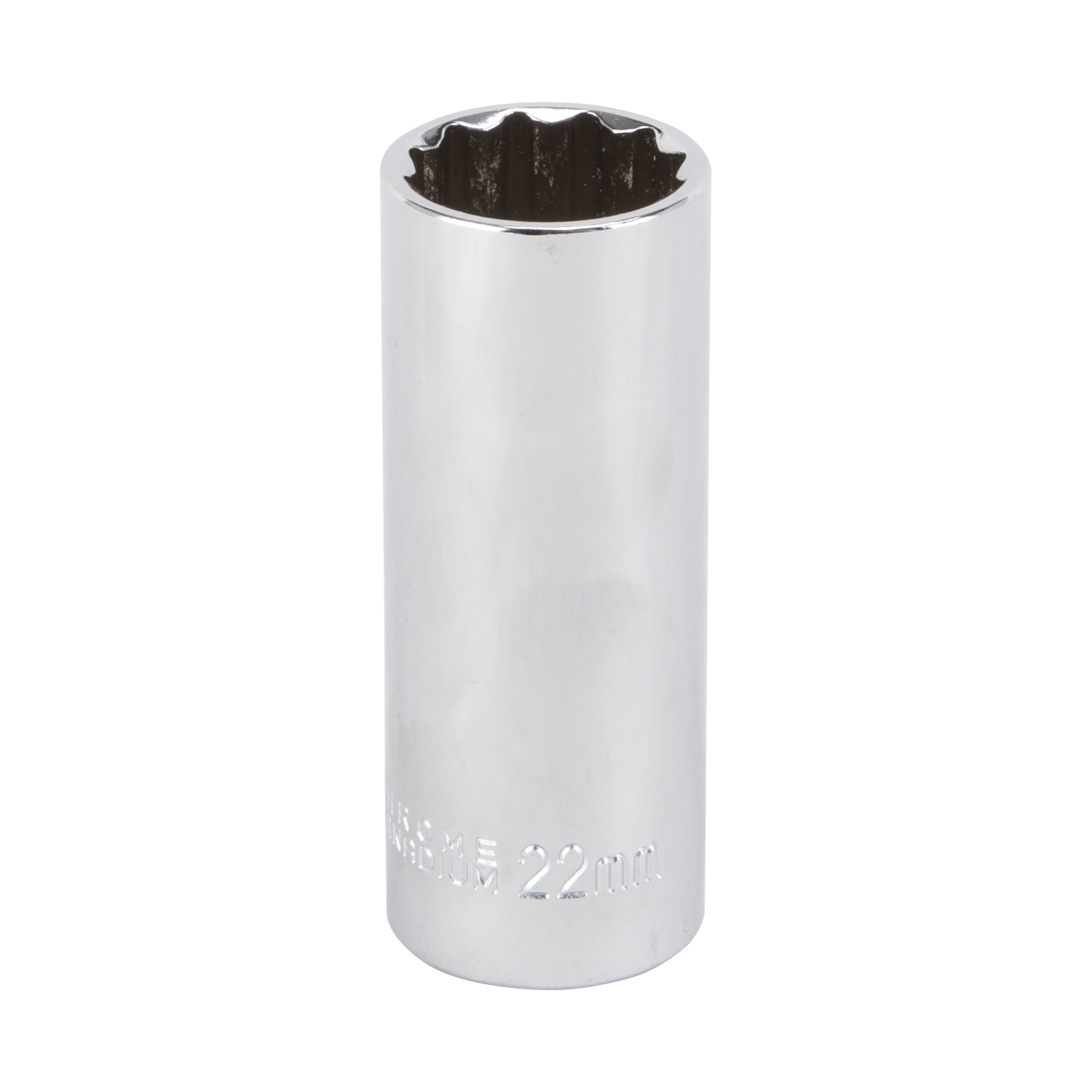 Vulcan MT6528983 Drive Socket, 22 mm Socket, 1/2 in Drive, 12-Point, Chrome Vanadium Steel, Chrome