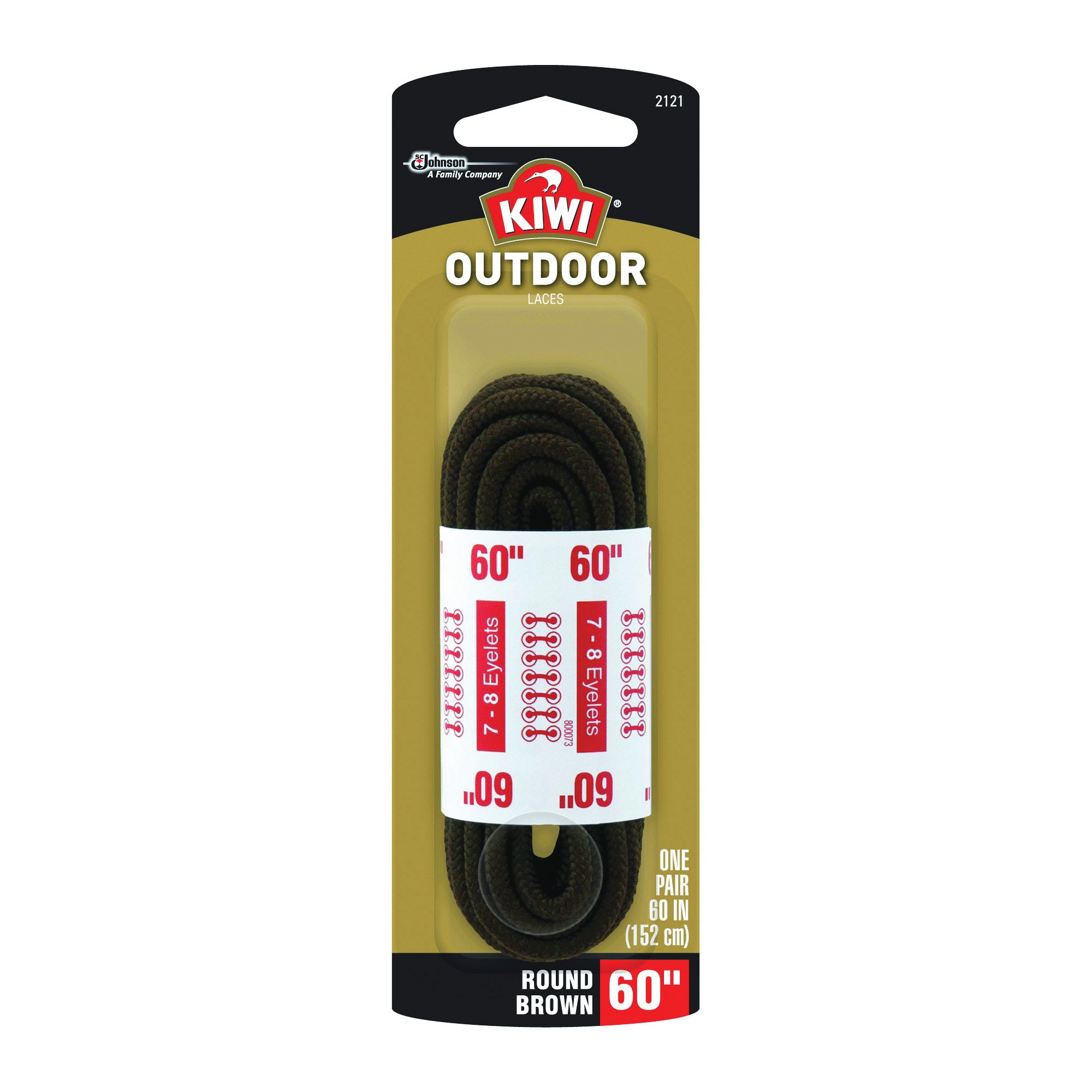 Kiwi 70451 Boot Lace, Nylon, Brown, 60 in L