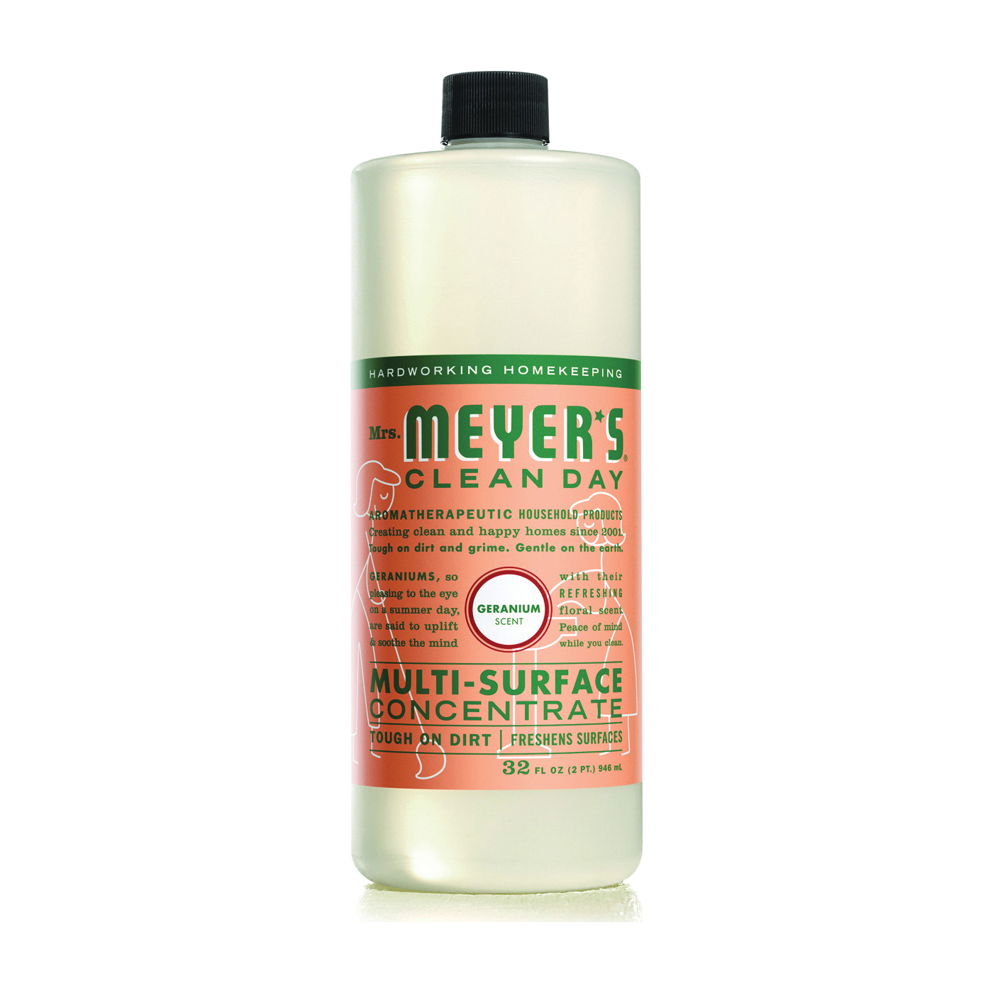 Mrs. Meyer's Clean Day 13440 Multi-Surface Cleaner Concentrate, 32 oz Bottle, Liquid, Geranium