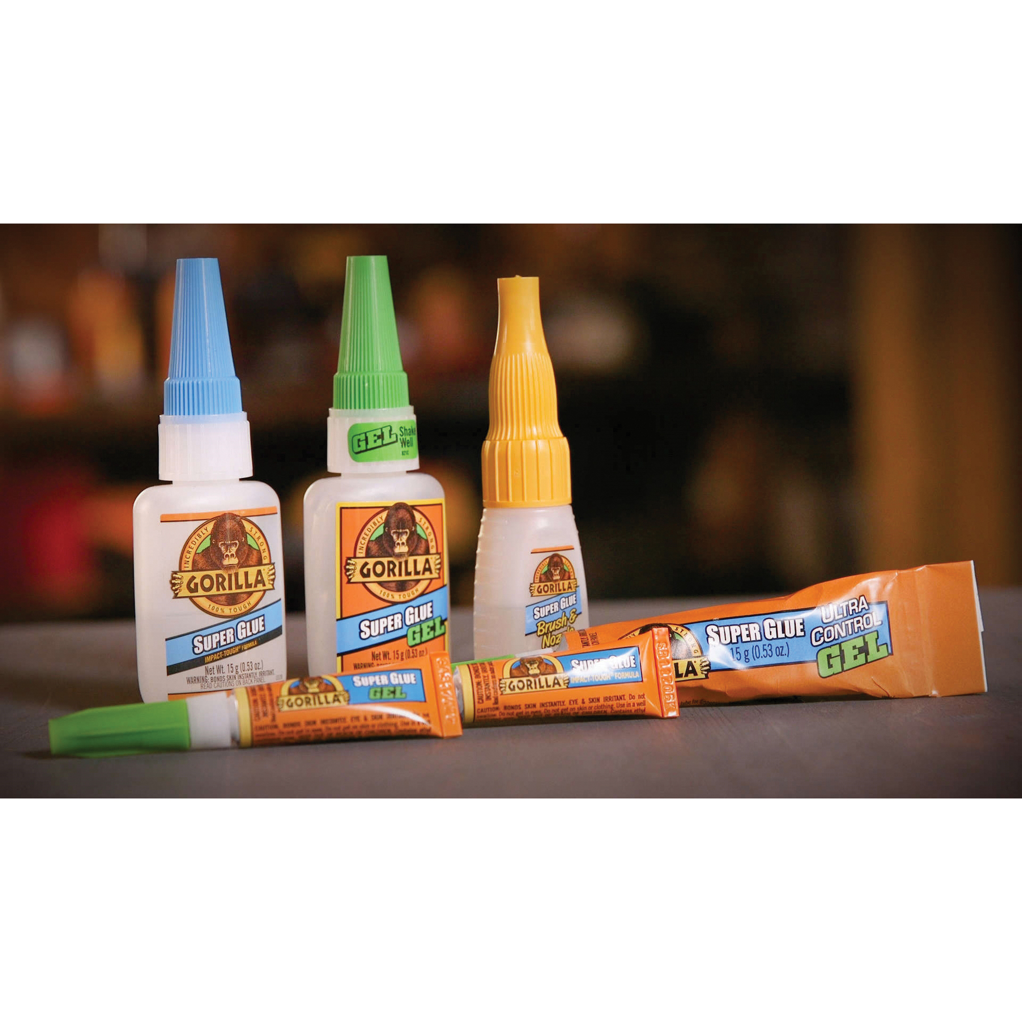 Gorilla 7500102 Super Glue Brush and Nozzle, Liquid, Irritating, Straw/White Water, 10 g Bottle