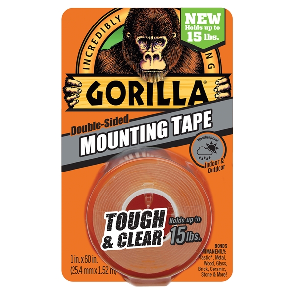 Gorilla 6065003 Mounting Tape, Double Sided, 60 in L, 1 in W
