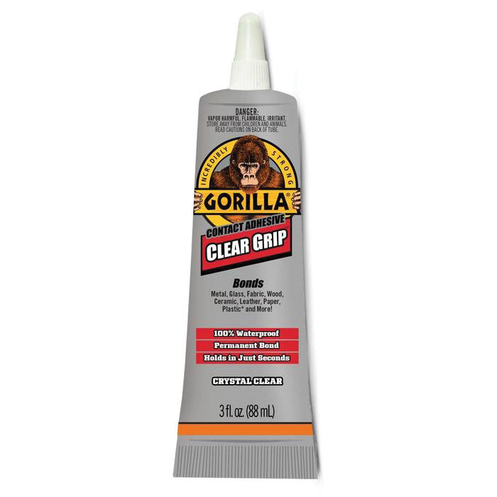 Gorilla Clear Grip 8040002 Contact Adhesive, Liquid, Characteristic, Clear, 3 oz Tube