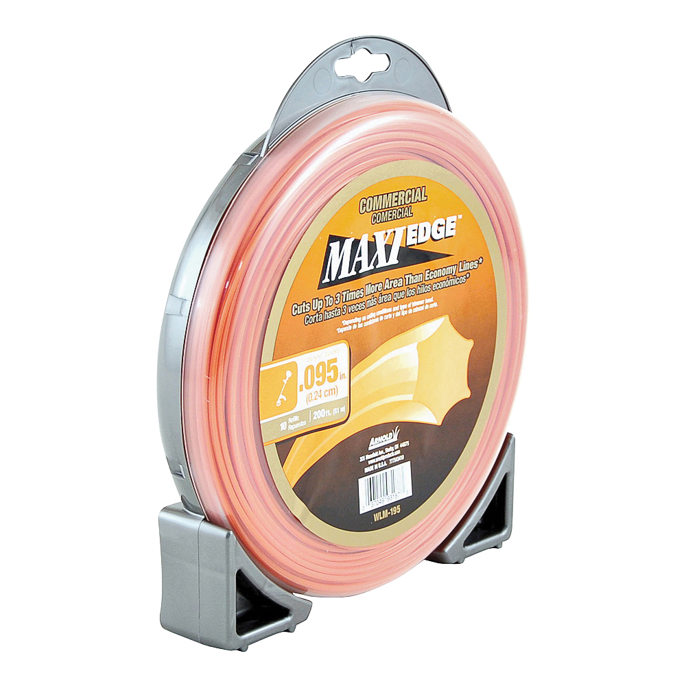 Arnold Maxi Edge Series WLM-195 Trimmer Line, 0.095 in Dia, 200 ft L, Polymer, Orange