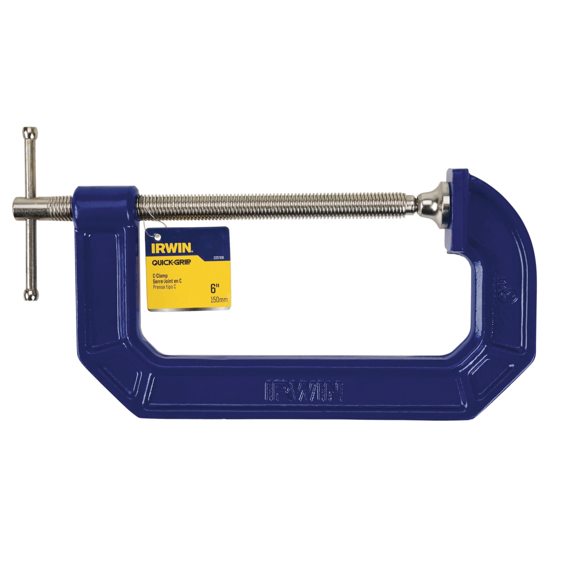 Irwin 225106 C-Clamp, 900 lb Clamping, 6 in Max Opening Size, 3-1/2 in D Throat, Blue Body