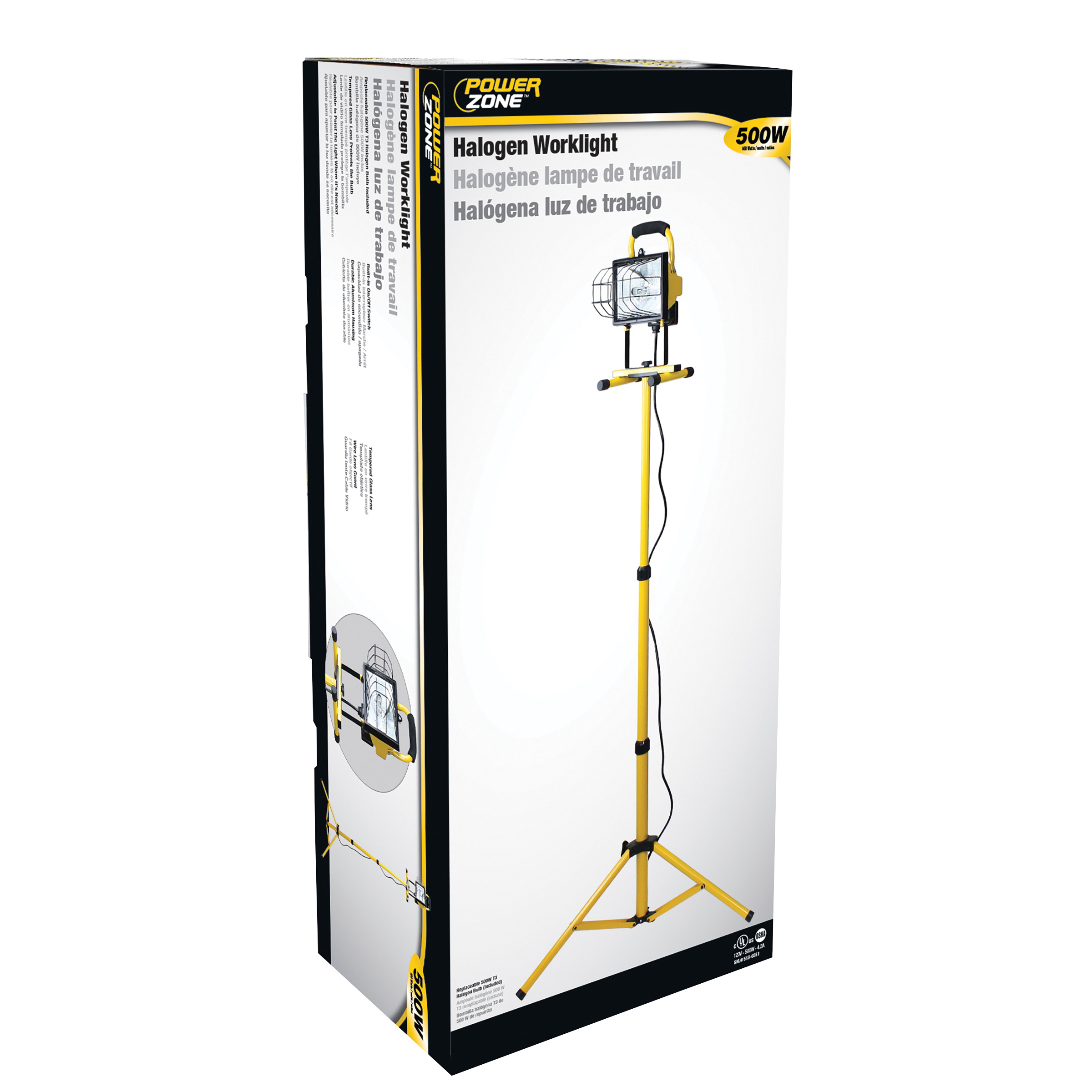 PowerZone ORHLT5006 Work Light, 1-Lamp, Halogen Lamp, 8000 Lumens, Yellow