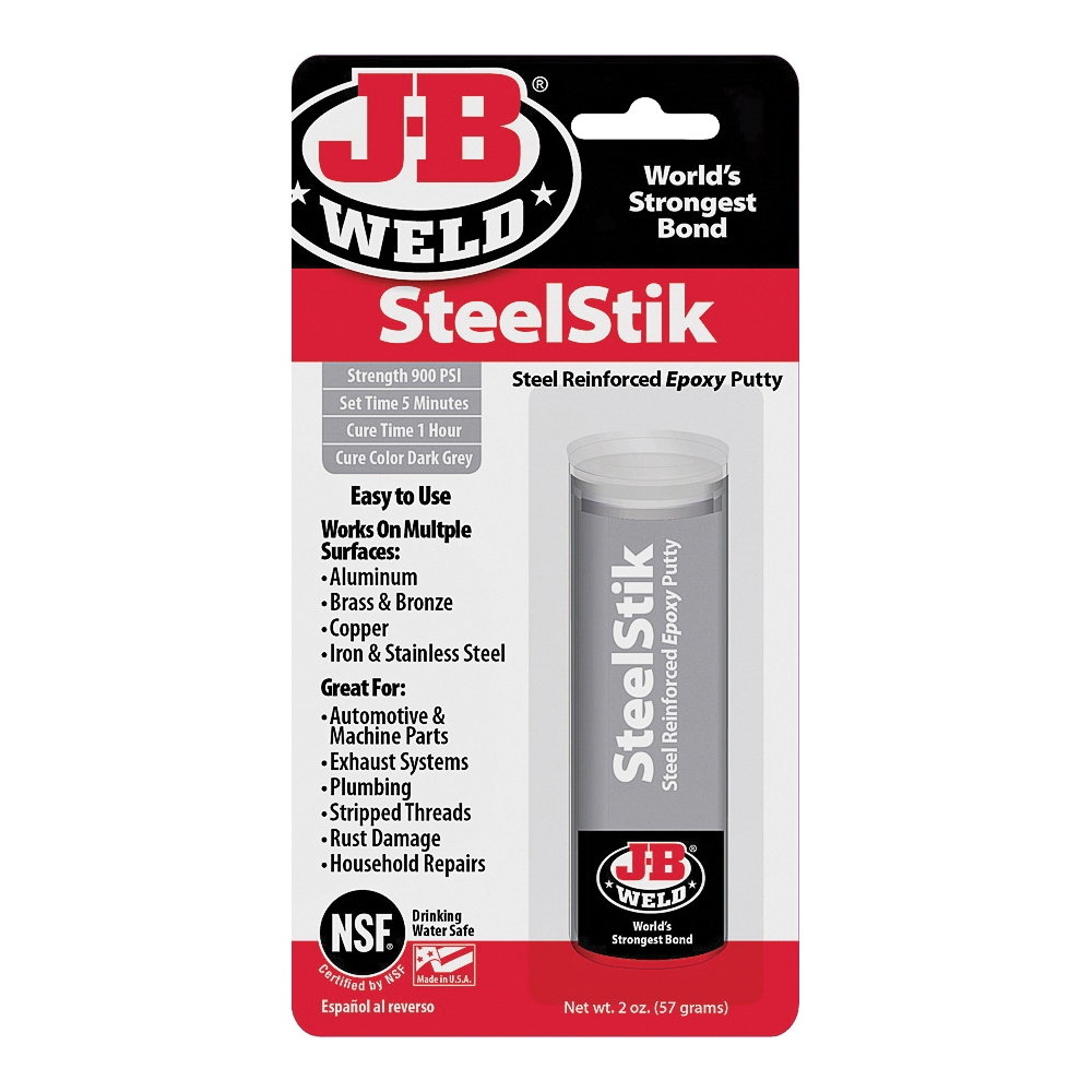 J-B Weld 8267 Epoxy Putty Stick, Black/Dark Gray, Solid, 2 oz Pack
