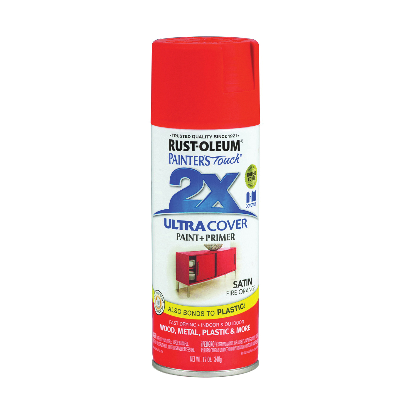 Rust-Oleum 263149 General-Purpose Spray Paint, Satin, Fire Orange, 12 oz Can