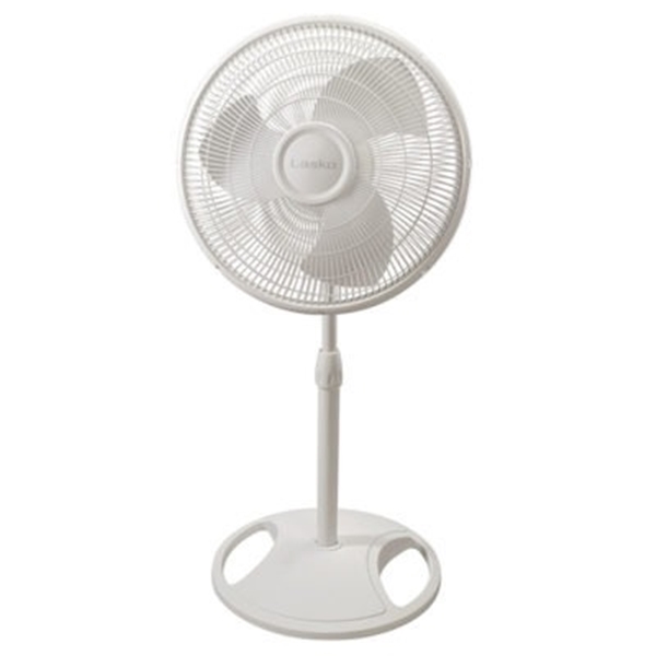 Lasko 2520 Oscillating Stand Fan, 120 V, 16 in Dia Blade, Plastic Housing Material, White
