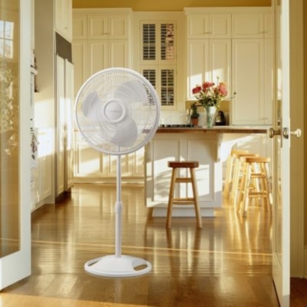 Lasko 2520 Oscillating Stand Fan, 120 V, 16 in Dia Blade, Plastic Housing Material, White