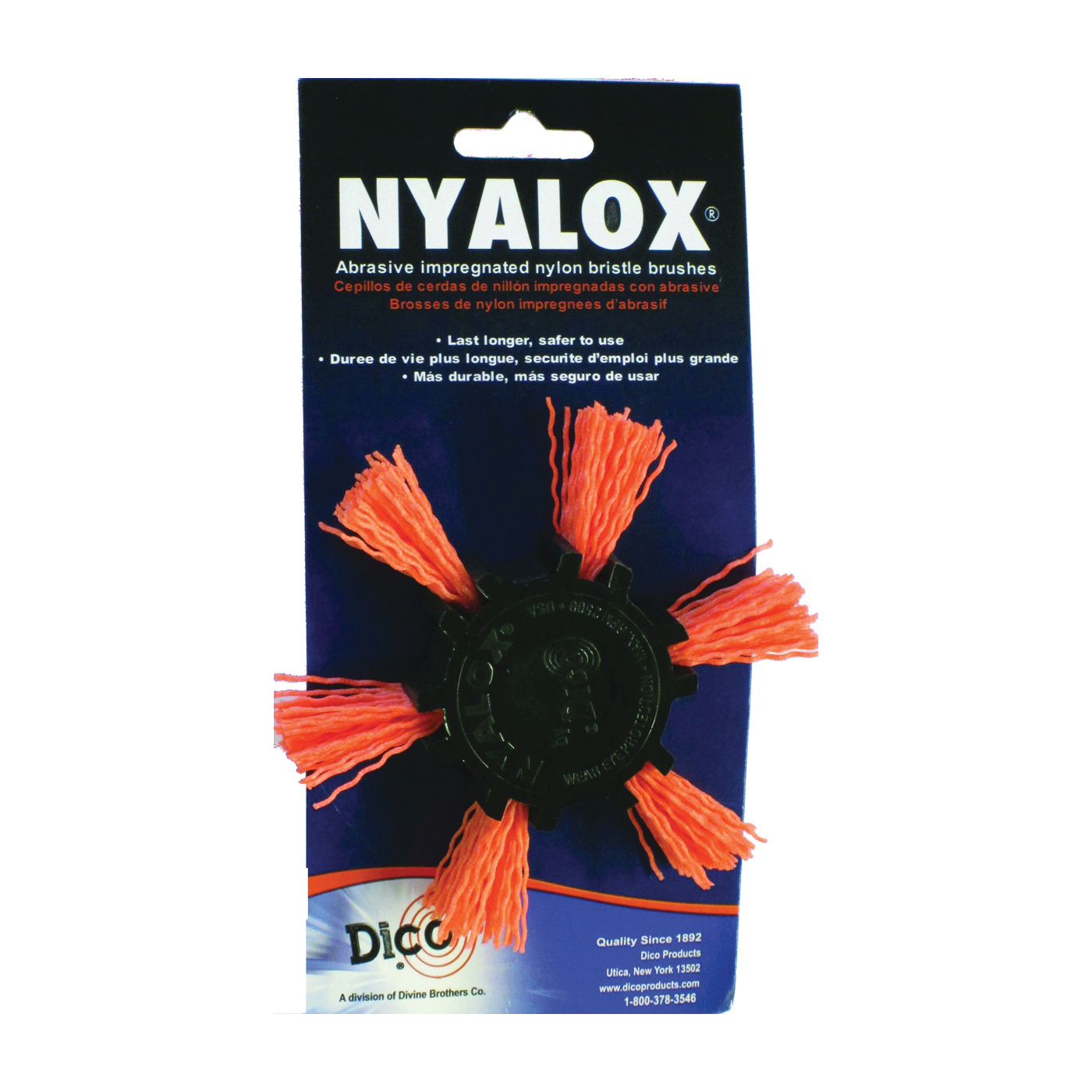 Dico 541-782-4 Flap Wheel Brush, Nylon Bristle, 4 in Dia, 1/4 in Arbor/Shank