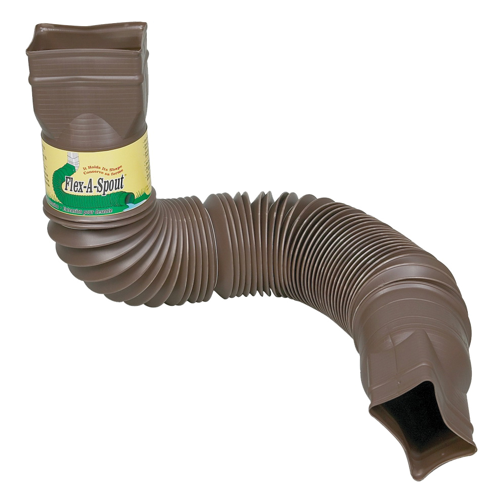 Amerimax Flex-A-Spout Series 85019 Downspout Extension, 22 to 55 in L Extended, PVC, Brown