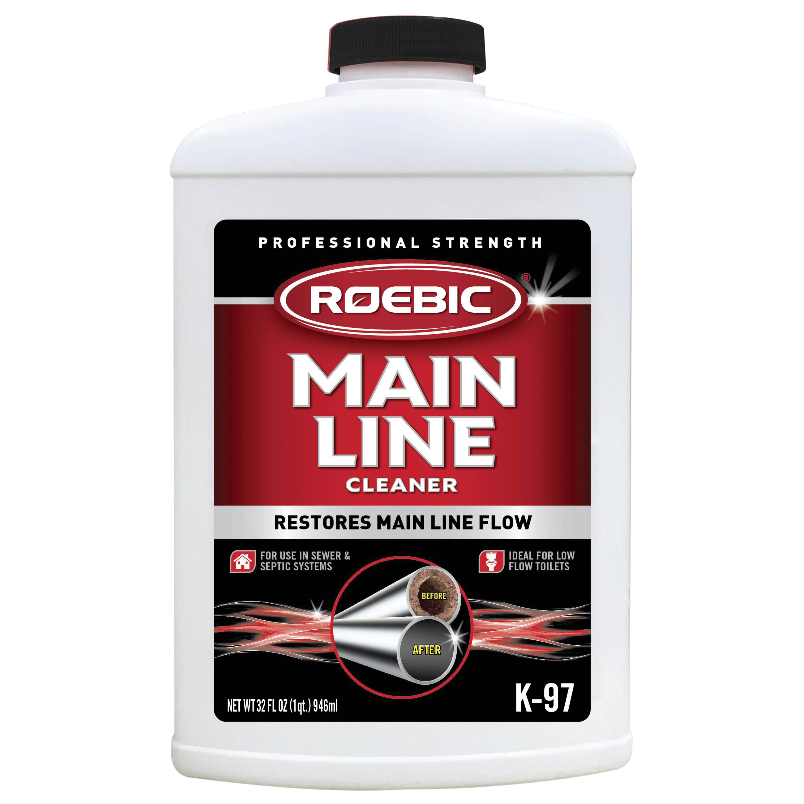 Roebic K-97 Main Line Cleaner, 1 qt, Liquid, Clear