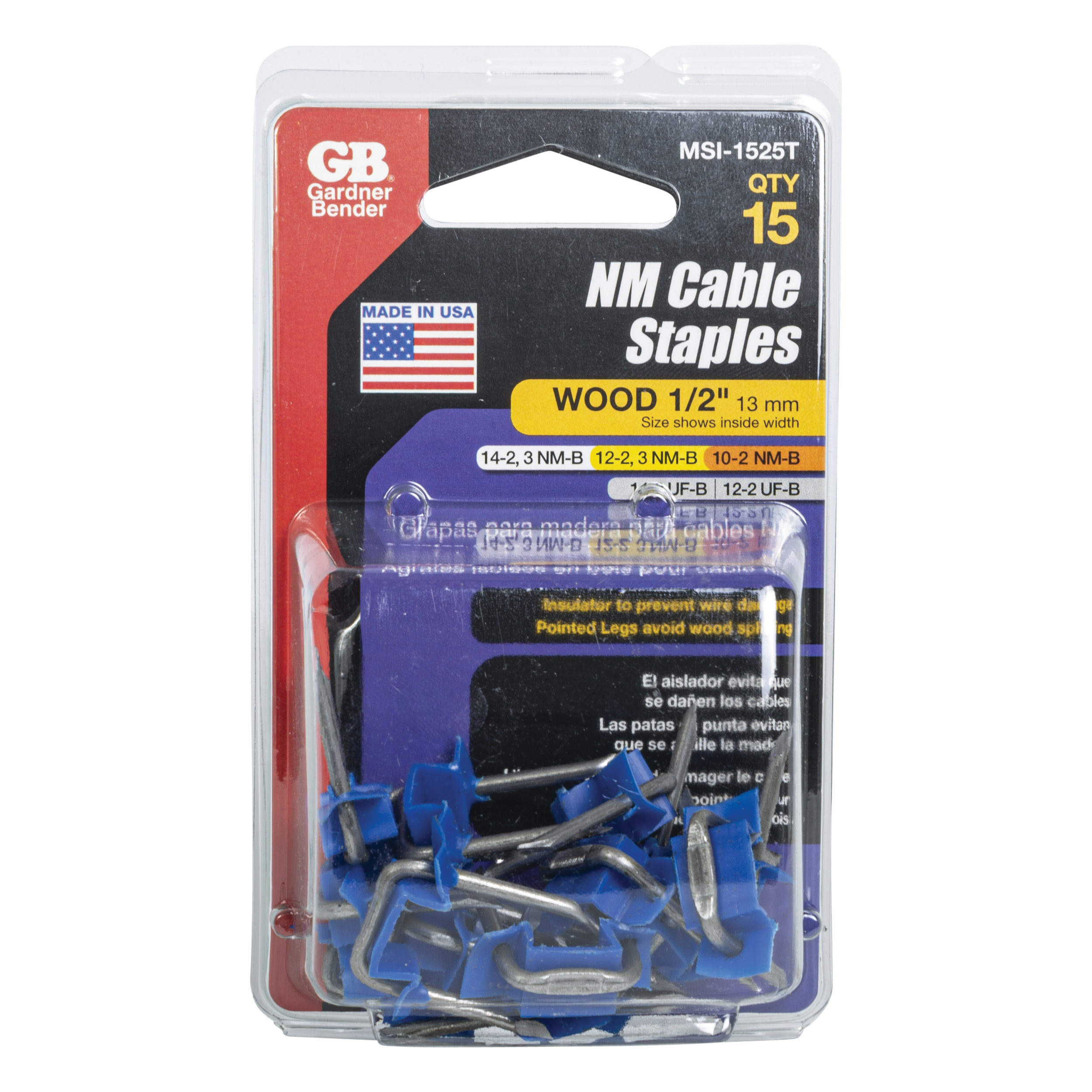 Gardner Bender MSI-1525T Staple with Polyethylene Strap, 1/2 in W Crown, Metal, Graphite