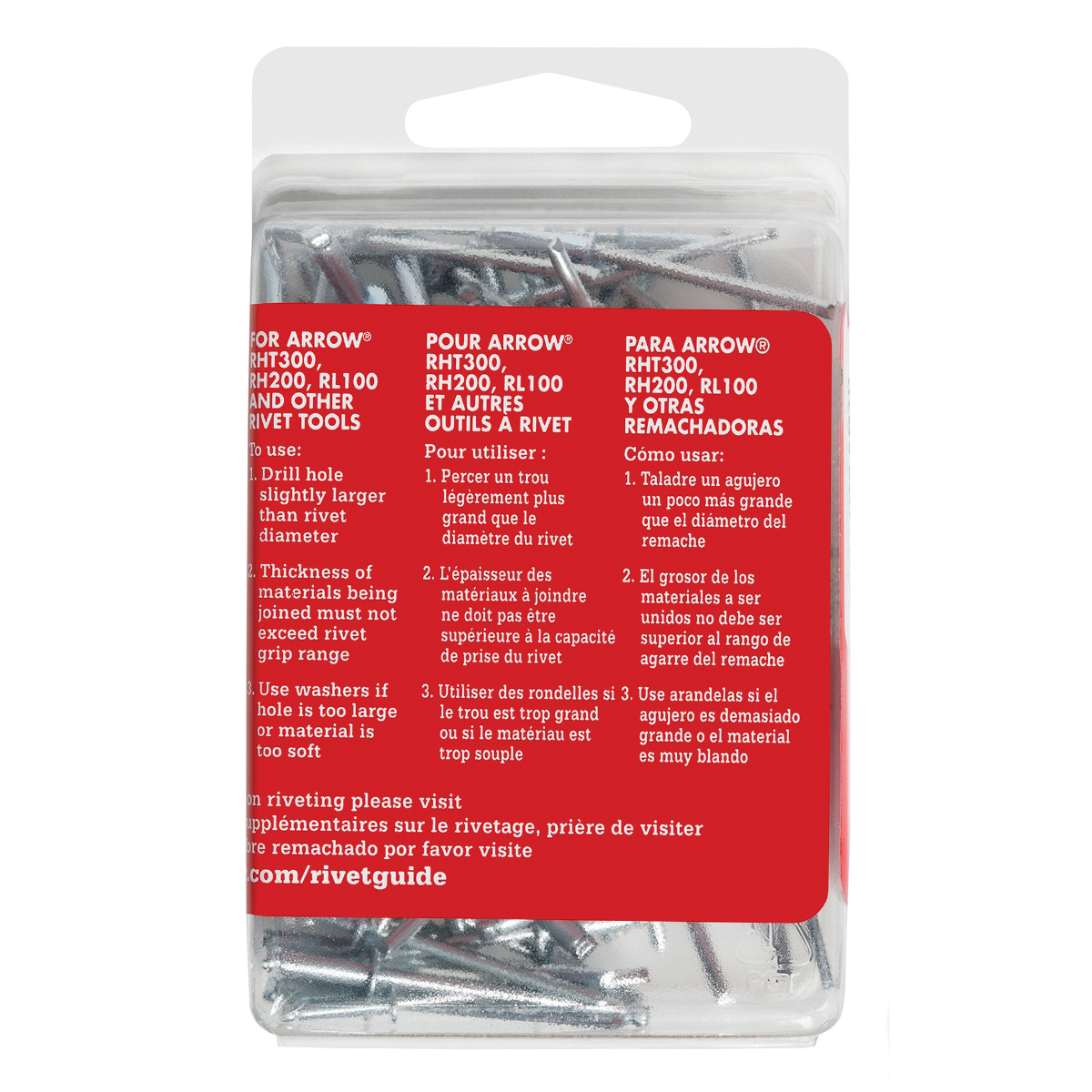 Arrow RMS1/8IP Pop Rivet, Medium, 1/4 in Grip, 1/4 in L, Steel, 100/PK