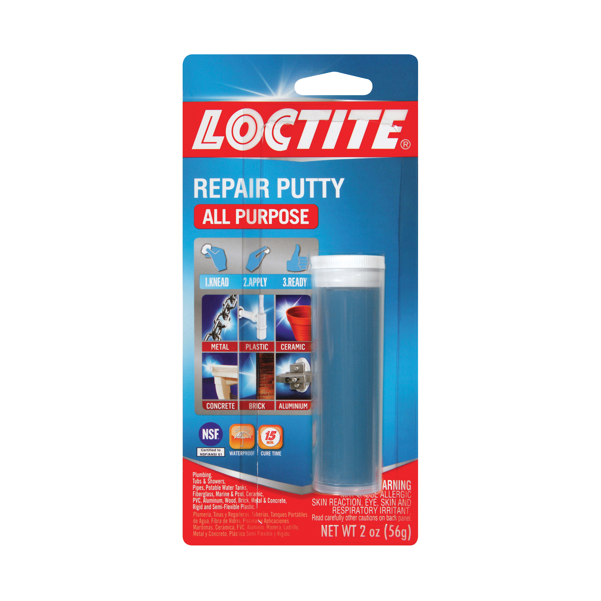 Loctite 1999131/431348 All-Purpose Repair Putty, Solid, Blue/White, 2 oz Cylinder