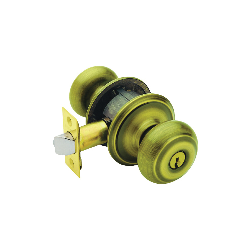 Schlage F Series F51A VGEO609K4 Entry Knob, Knob Handle, Antique Brass, Metal, C Keyway, Re-Key Technology: Traditional