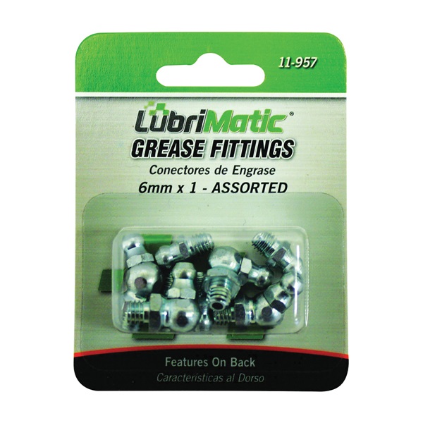 LubriMatic 11-957 8-Piece Grease Fitting Assortment, M6x1, Metric