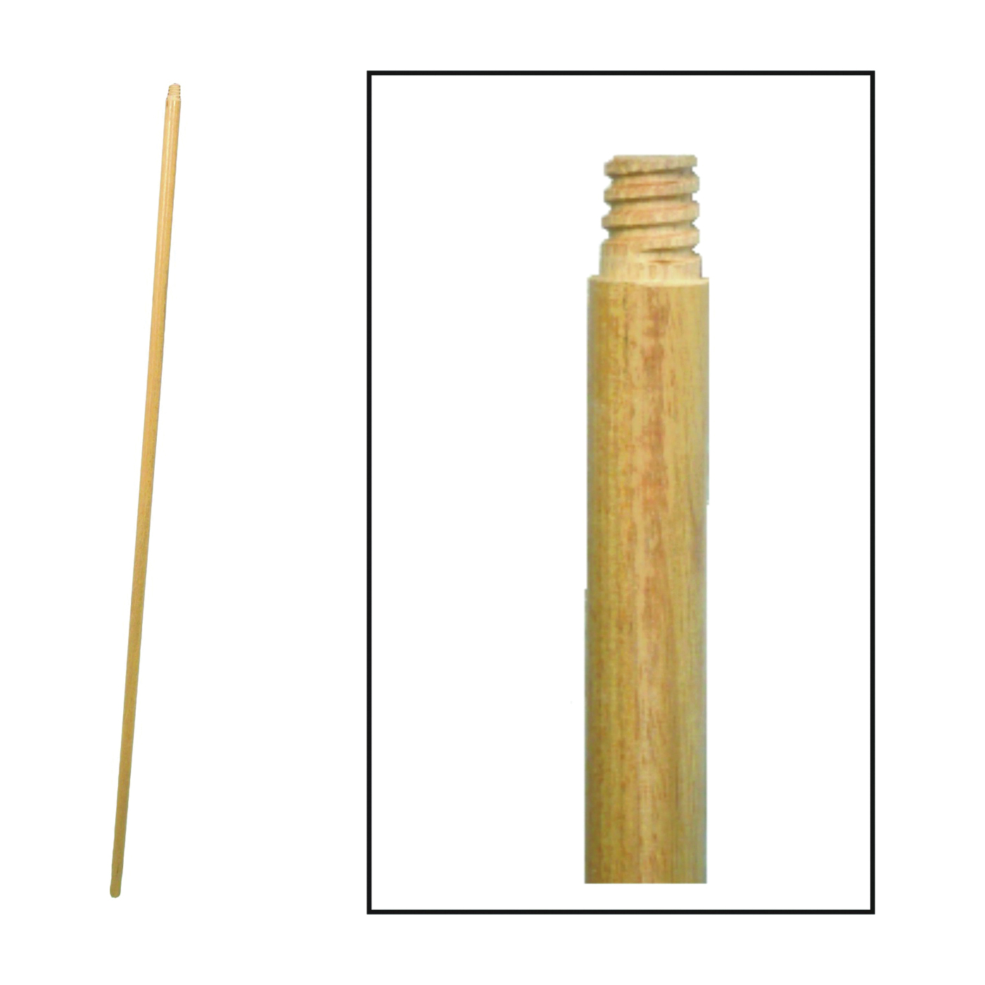 Birdwell 532-12 Broom Handle, 15/16 in Dia, 48 in L, Threaded, Hardwood