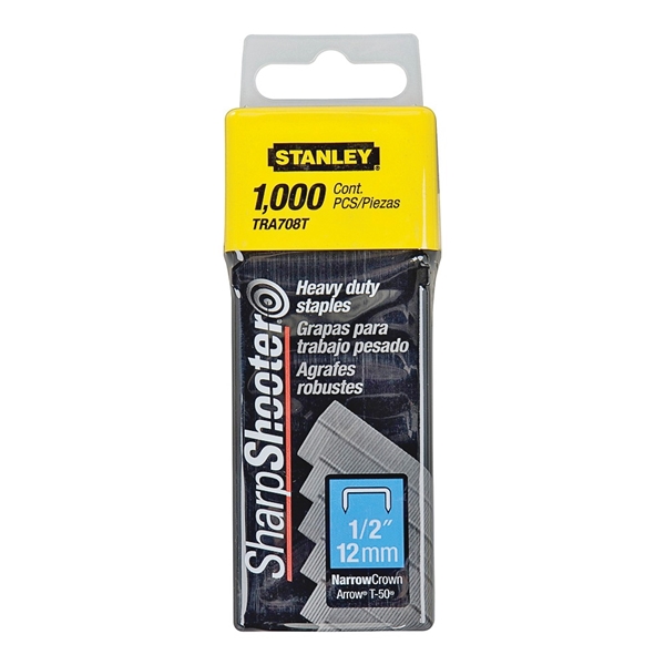 STANLEY TRA708T Staple, 27/64 in W Crown, 1/2 in L Leg, Galvanized