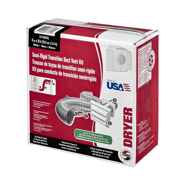 ACE 4184867 Dryer Vent Kit, Aluminum, White, Silver, 1-Piece