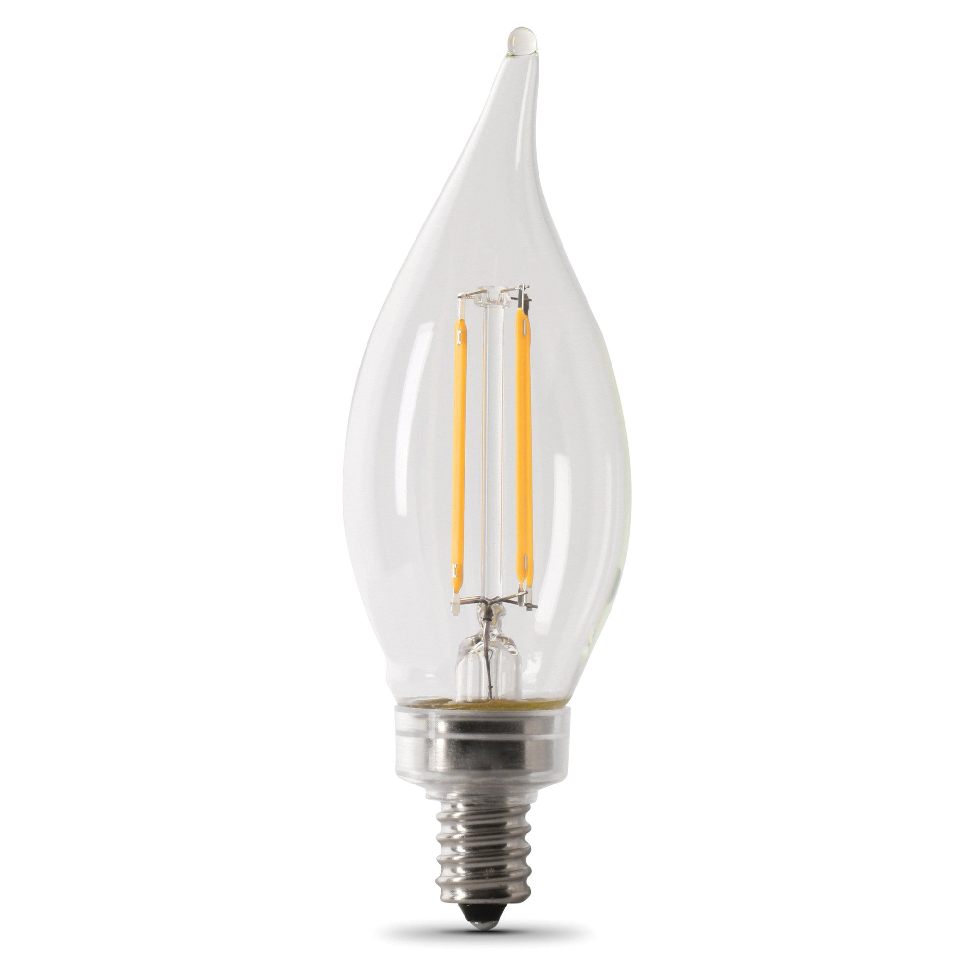 Feit Electric CFC40/927CA/FIL/6 LED Bulb, Decorative, 300 Lumens, 3.3 W, Flame Tip Lamp, 40 W Equivalent, Soft White