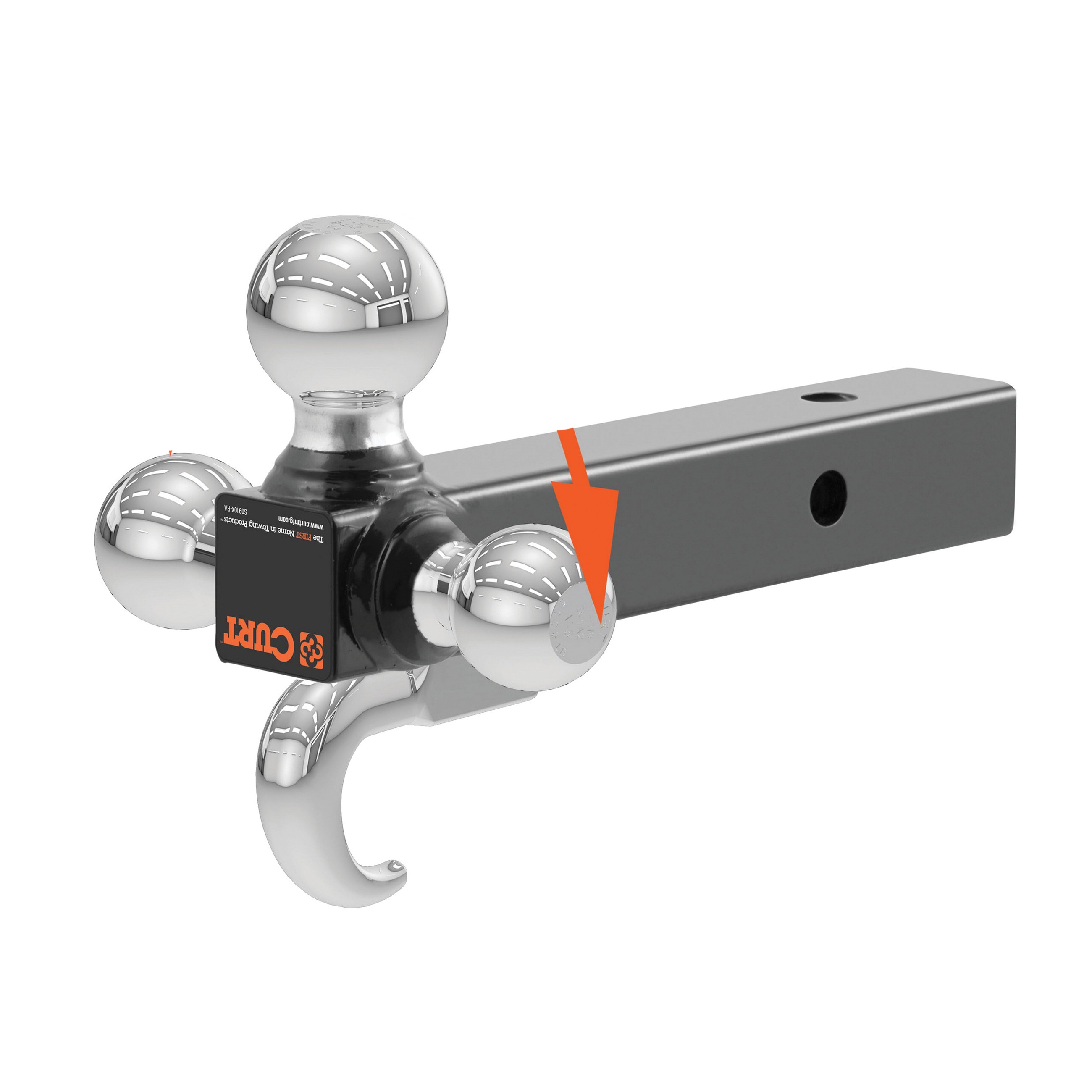 Curt 45675 Ball-Mount, 1-7/8, 2, 2-5/16 in Dia Hitch Ball, Steel, Carbide