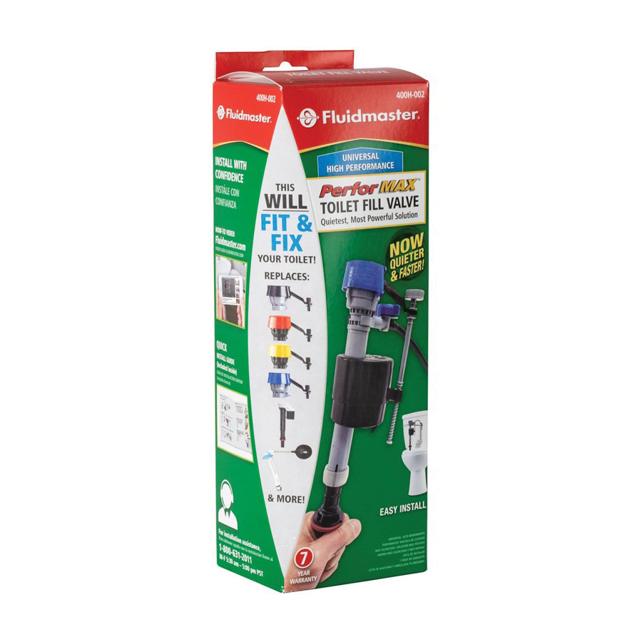 Fluidmaster PerforMAX Series 400H-002-P10 Fill Valve, Plastic Body, Anti-Siphon: Yes