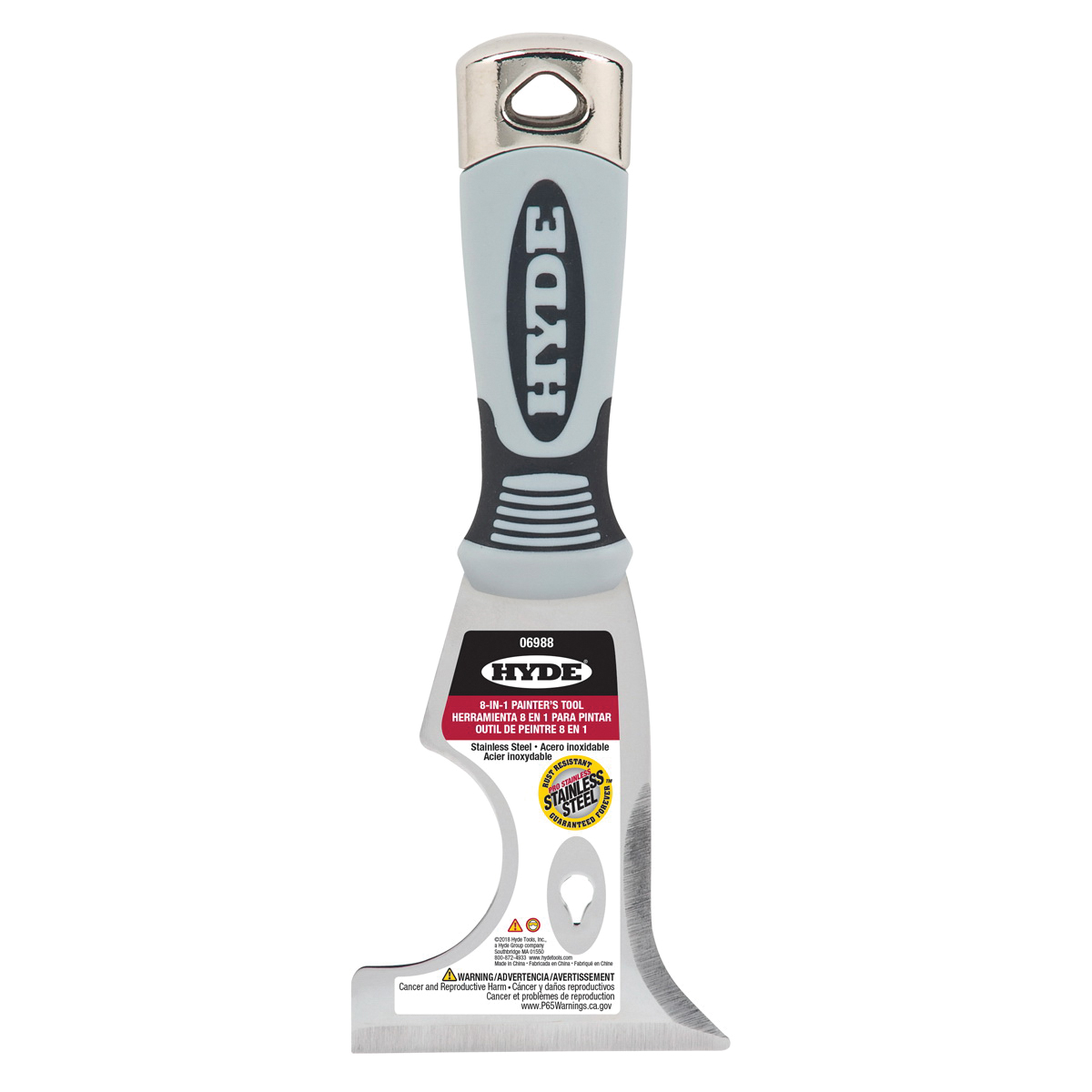 Hyde 6988 Putty Knife, 3 in W Blade, Stainless Steel Blade, Plastic Handle, Soft-Grip Handle, 7-7/8 in OAL