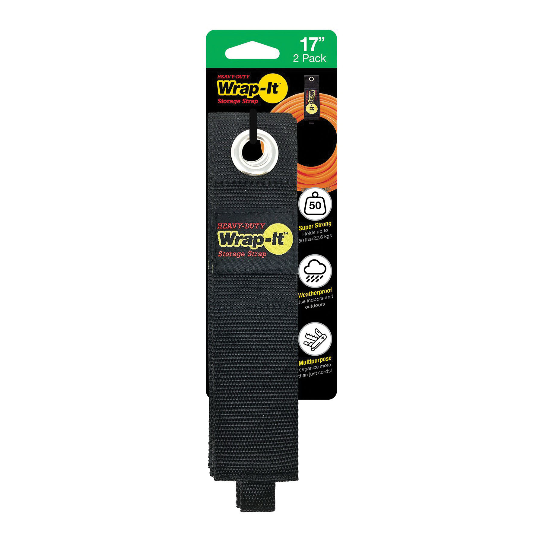 Wrap-It Storage 102-40BX Extra-Large Storage Strap, 5.1 in Dia, 2 in W, 17 in L, Polypropylene, 50 lb Working Load