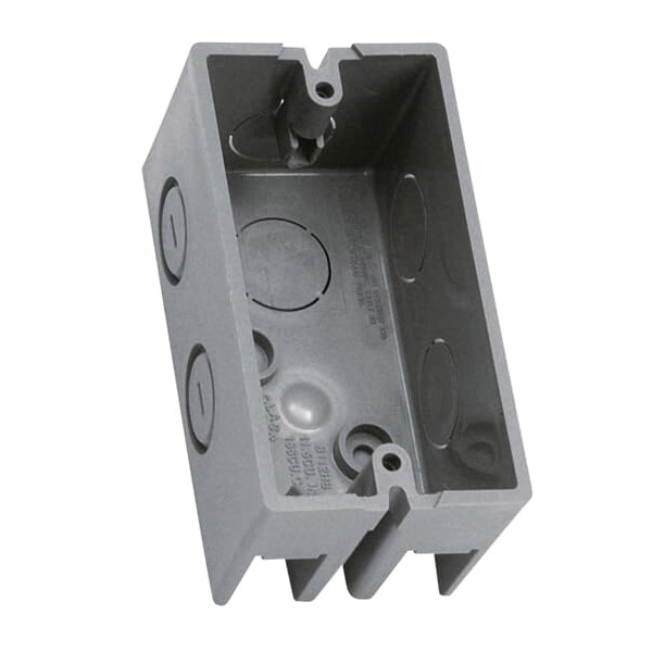 Thomas & Betts B112HBR Outlet Box, 1-Gang, Thermoplastic, Gray, Wall Mounting