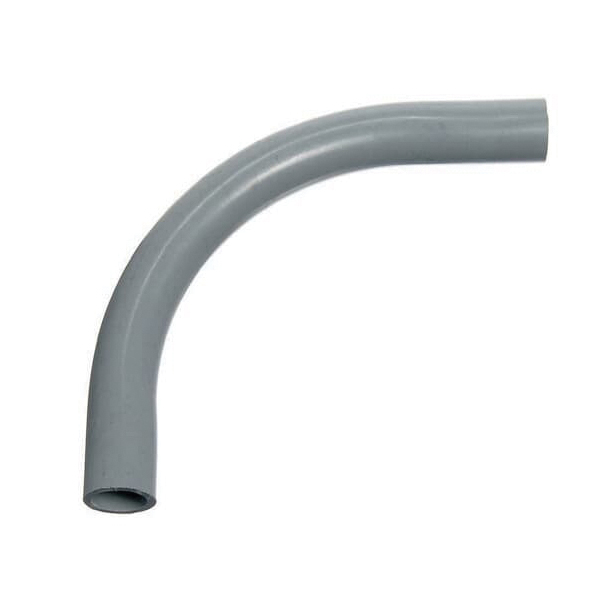 Carlon UA9ADR-CTN Elbow, 1/2 in Trade Size, 90 deg Angle, SCH 80 Schedule Rating, PVC, Plain End, Gray, 1/PK