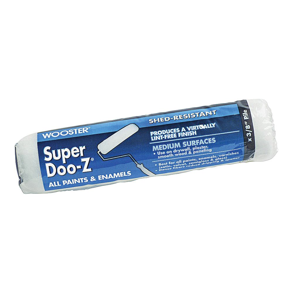 Wooster SUPER DOO-Z R205-4 Roller Cover, 3/8 in Thick Nap, 4 in L, Fabric Cover, White
