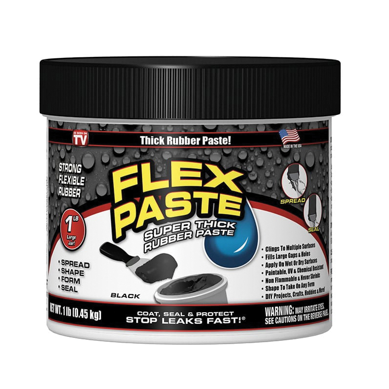 Flex Paste PFSBLKR16 Rubberized Adhesive, Black, 1 lb, Jar