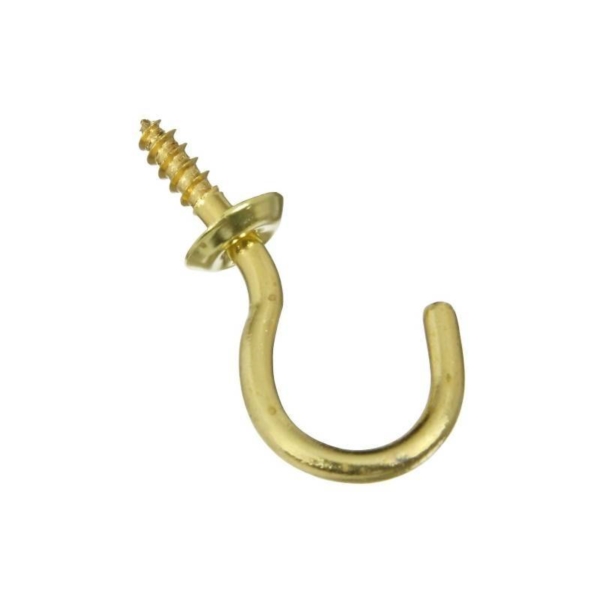 National Hardware N119-685 Cup Hook, 0.39 in Opening, 1-1/2 in L, Solid Brass