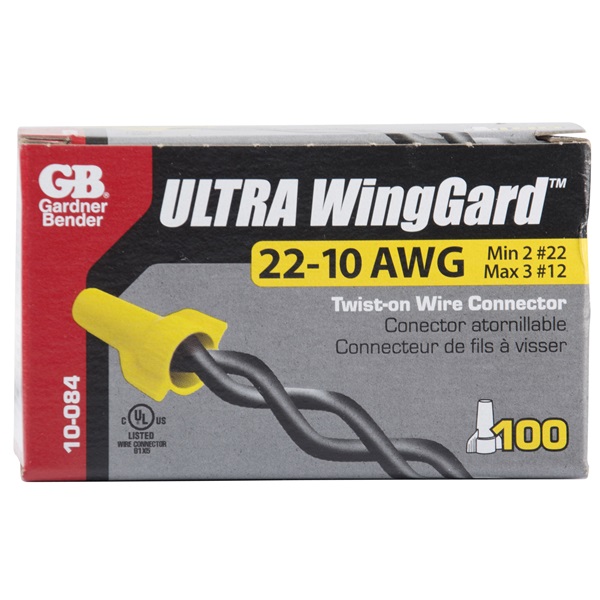 Gardner Bender WingGard 84 Series 10-084 Wire Connector, 22 to 10 AWG Wire, Steel Contact, Yellow