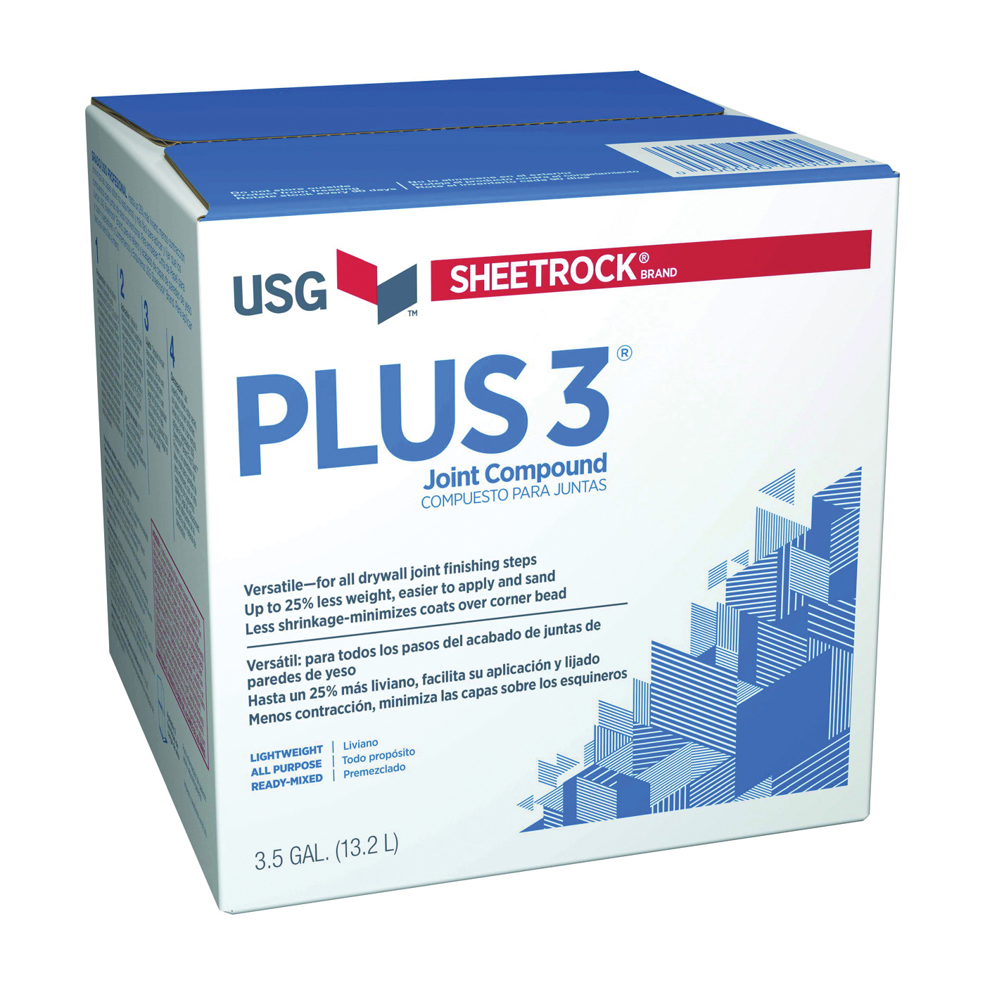 Sheetrock Plus 3 383640064 Joint Compound, Paste, Off-White, 3.5 gal