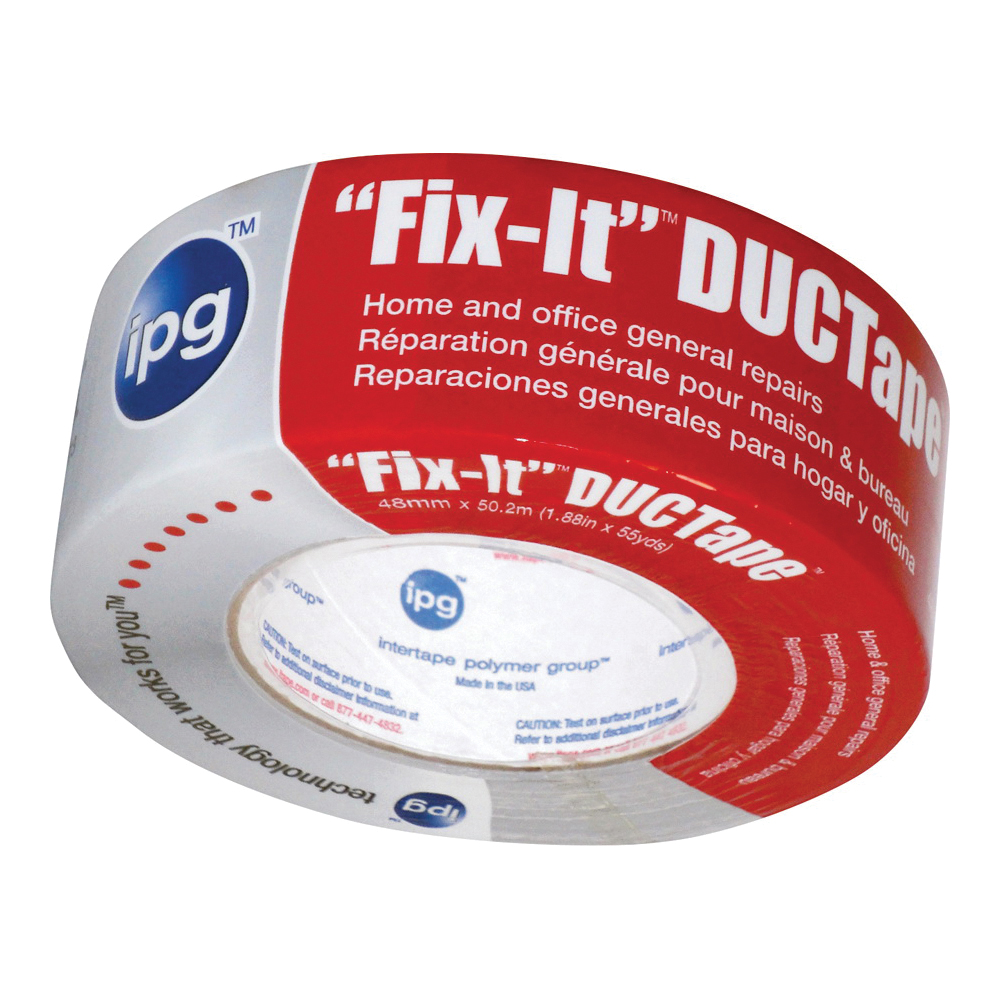 IPG 6900 Duct Tape, 55 yd L, 1.88 in W, Poly-Coated Cloth Backing, Silver