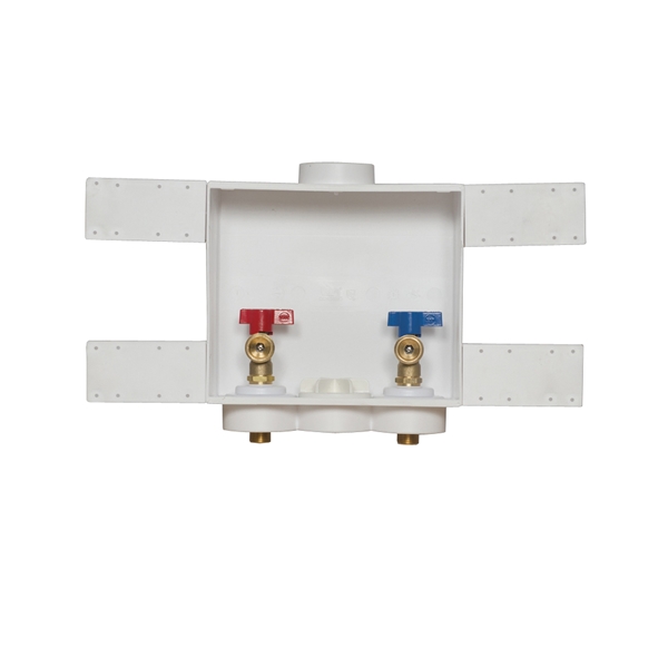 Oatey 38529 Washing Machine Outlet Box, 1/2 in Connection, Brass/Polystyrene
