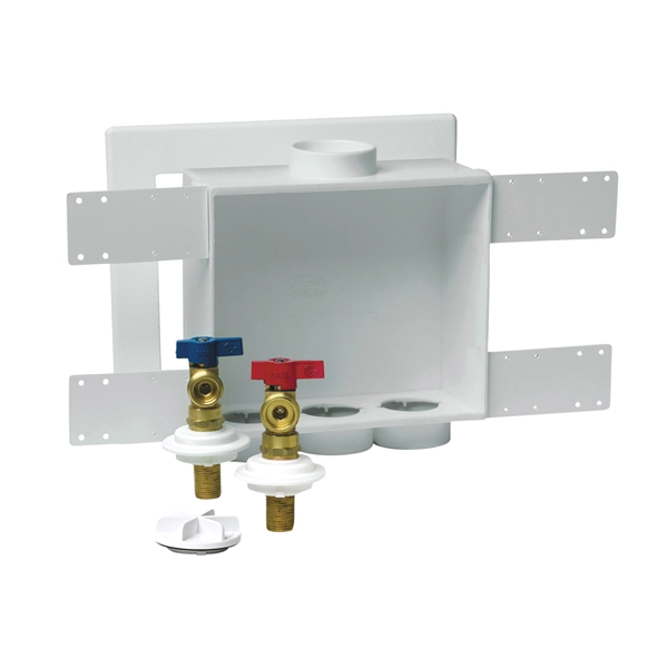Oatey 38529 Washing Machine Outlet Box, 1/2 in Connection, Brass/Polystyrene