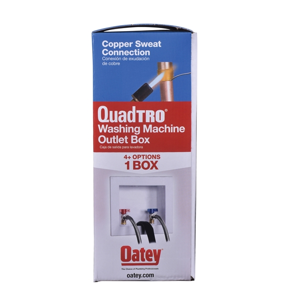 Oatey 38529 Washing Machine Outlet Box, 1/2 in Connection, Brass/Polystyrene