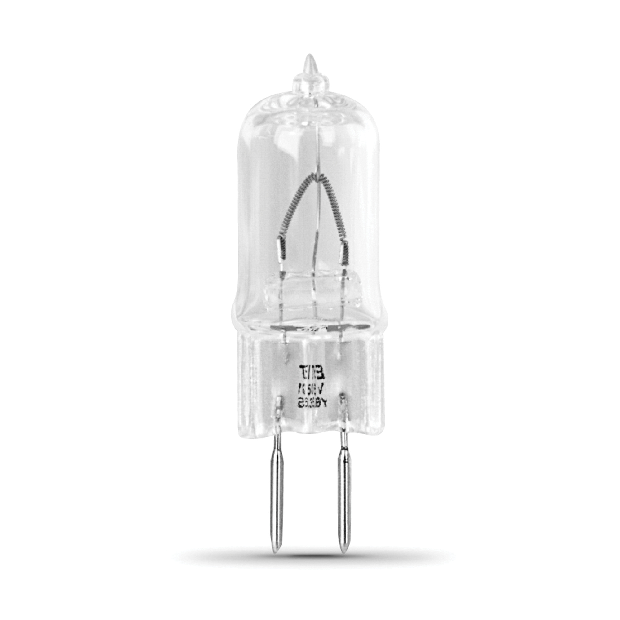 Feit Electric BPQ50T4/JCD Halogen Bulb, 50 W, GY6.35 Lamp Base, T4 Lamp, Bright White, 950 Lumens, 3000 K Color Temp