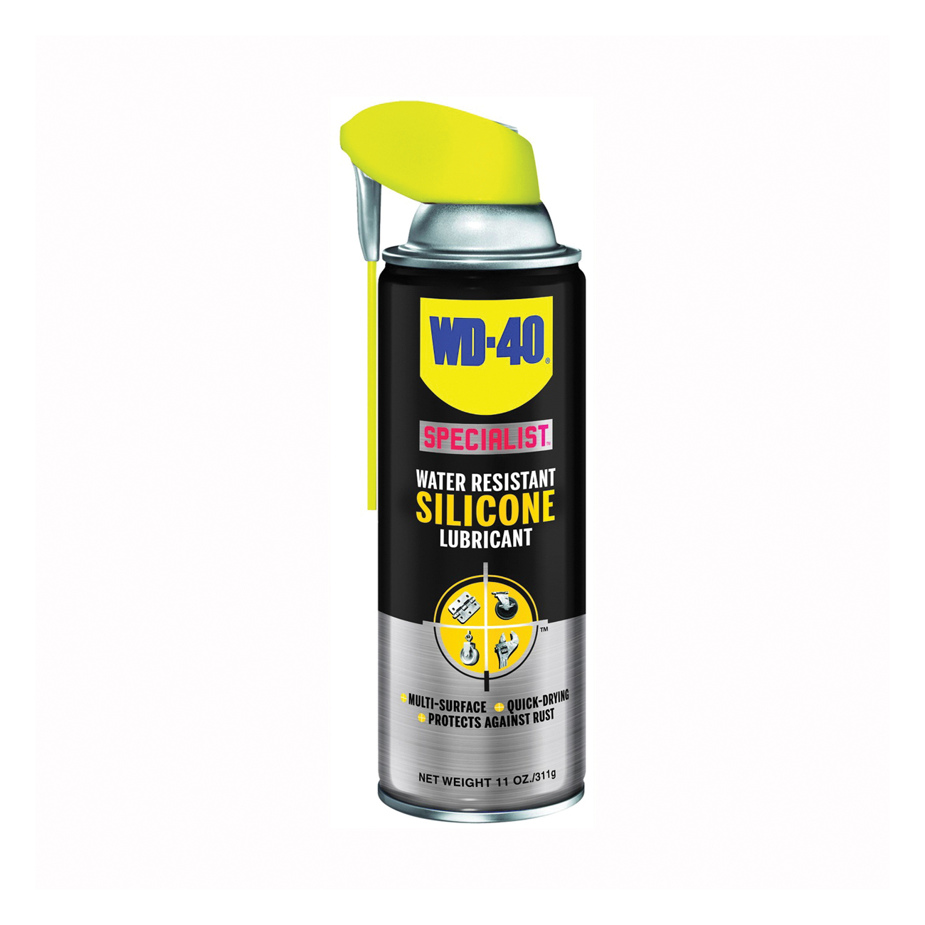 WD-40 Specialist 300012/300011 Quick-Drying Silicone Lubricant, Clear, 11 oz Can, For Cables, Guide Rails and Hinges