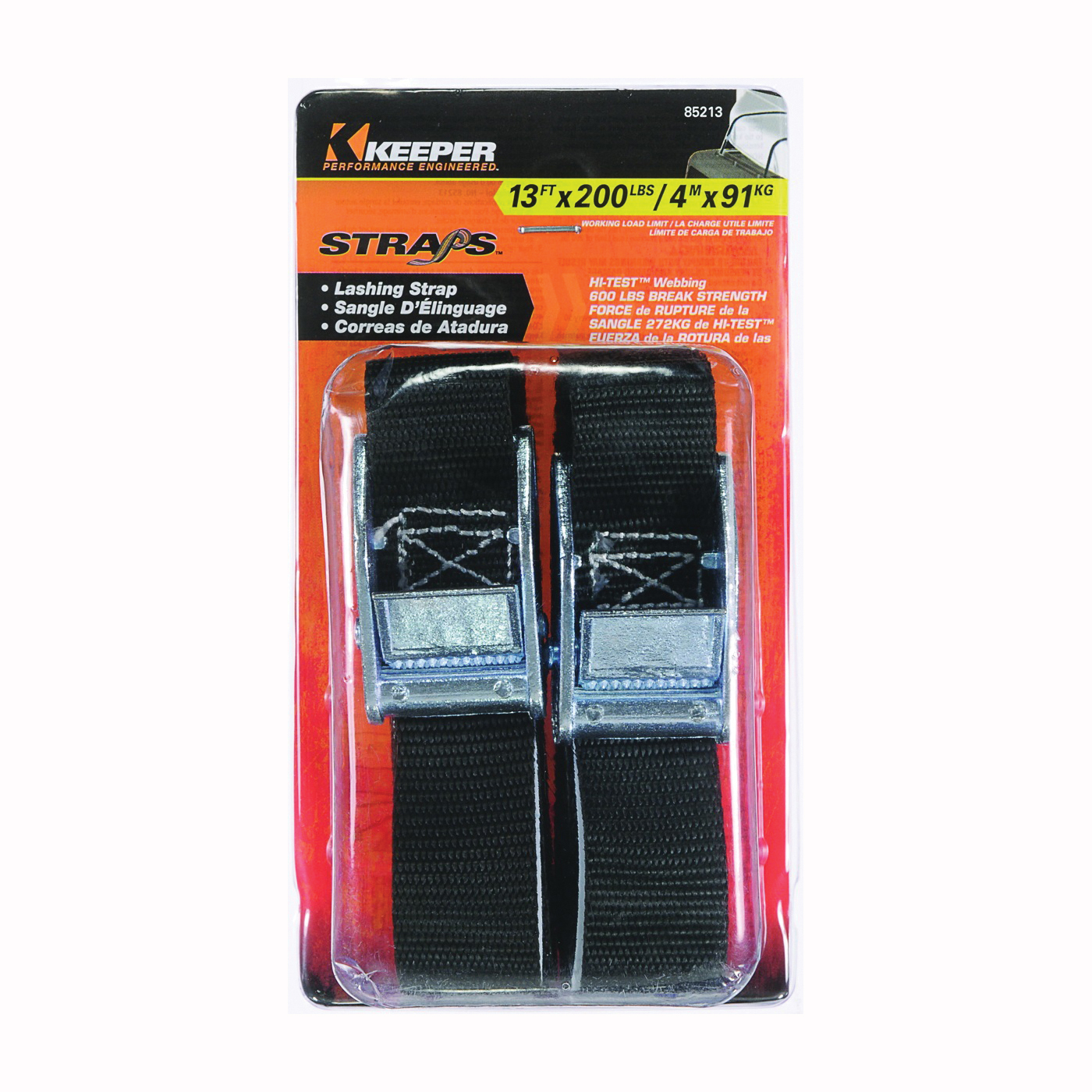 Keeper 85213 Lashing Strap, Fully Adjustable, Red