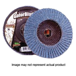 GatorBlade 9713 Flap Disc, 4-1/2 in Dia, 7/8 in Arbor, 36 Grit, Zirconium Oxide Abrasive