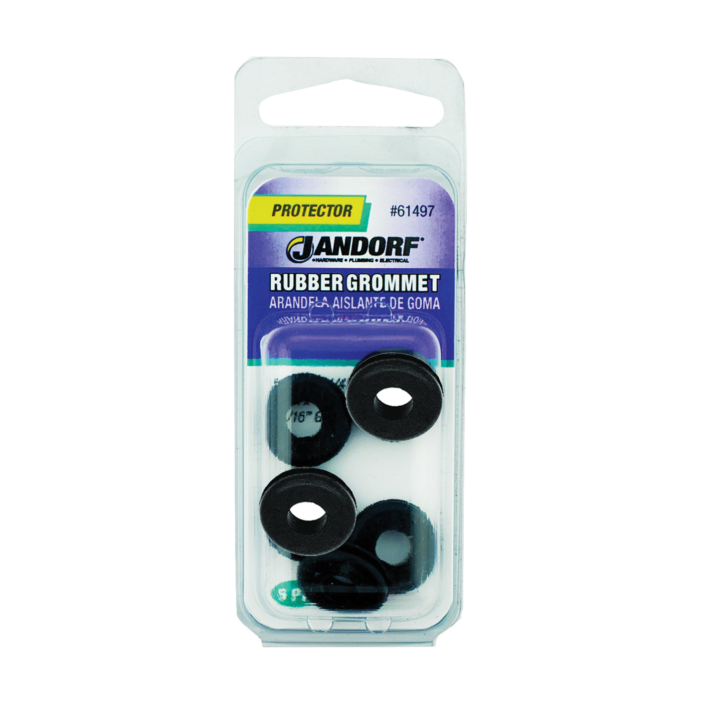 Jandorf 61497 Grommet, 1/4 in ID, 5/8 in OD, Rubber, Black, 3/16 in Thick Panel