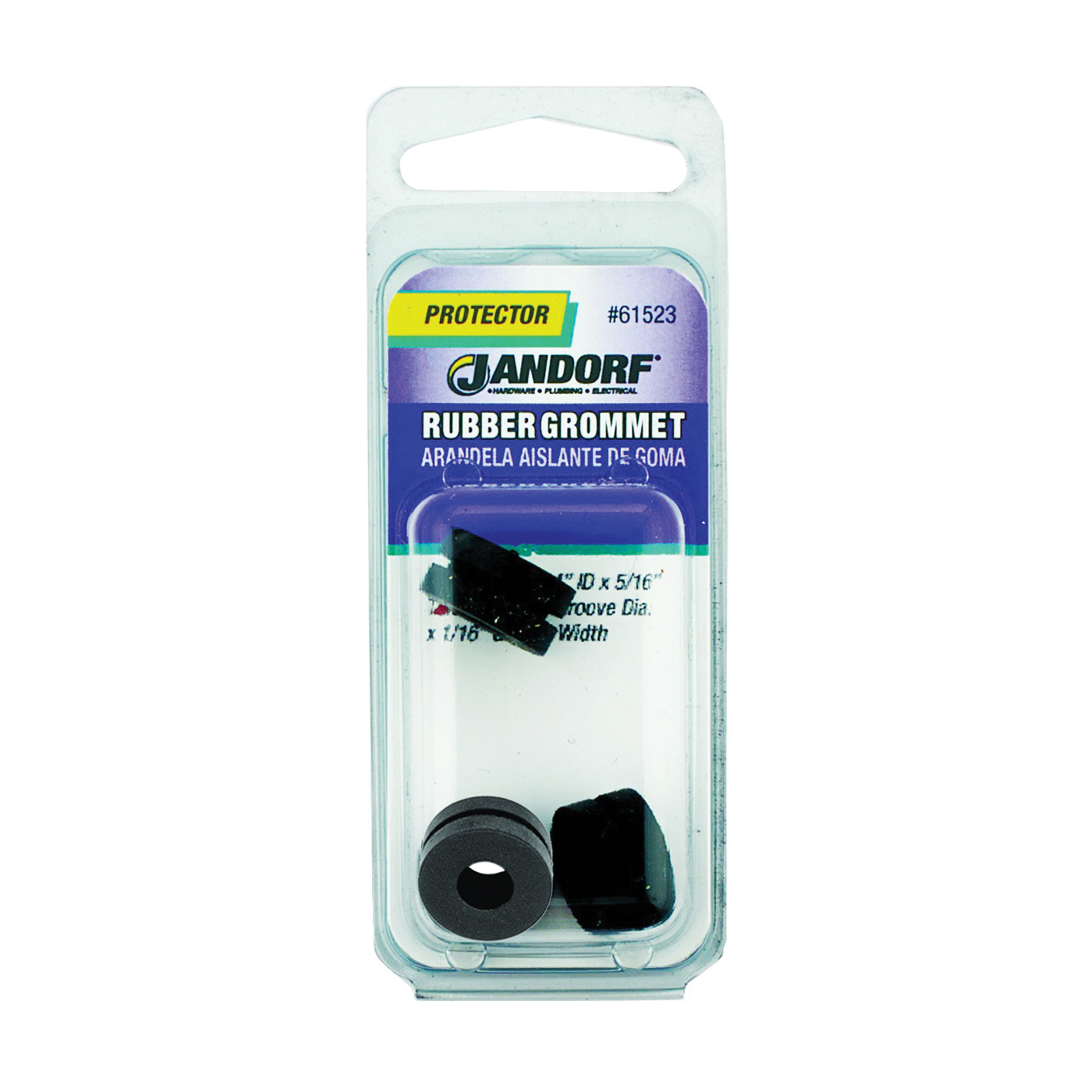Jandorf 61523 Grommet, 17/64 in ID, 5/8 in OD, Rubber, Black, 5/16 in Thick Panel